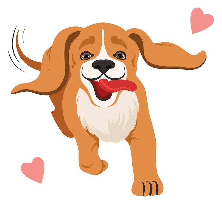 Vector gelukkige hond rennen cartoon liefhebbende beagle huisdier