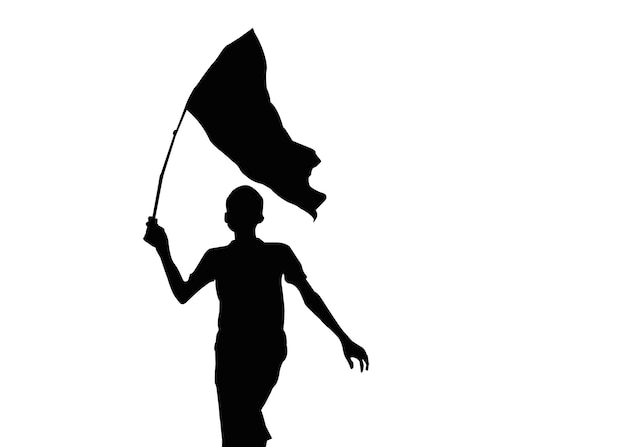 Gelukkige India Onafhankelijkheidsdag Vector Ontwerpsjabloon Illustratie. silhouet man loopt met vlag