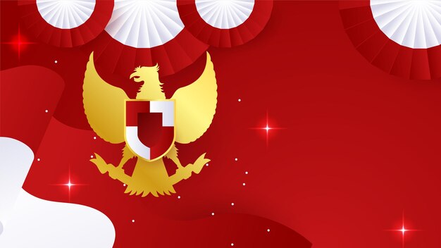 Vector gelukkige indonesië onafhankelijkheidsdag met rood witte vlag en pancasila ontwerp achtergrond 17 agustus indonesië achtergrond banner vector illustratie dirgahayu kemerdekaan republik indonesië achtergrond