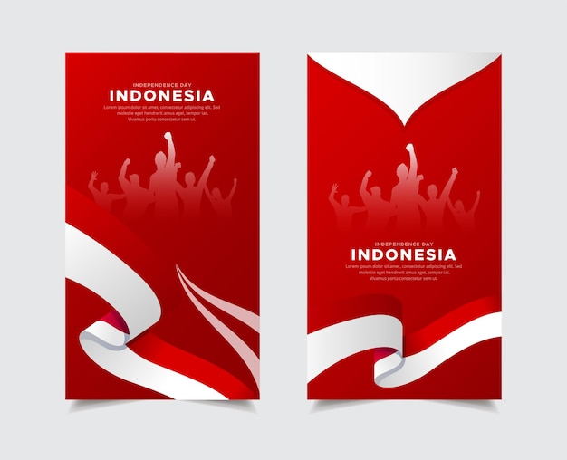 Gelukkige Indonesische onafhankelijkheidsdag sjabloonverhalen. Onafhankelijkheidsdag Indonesië Verhalencollectie