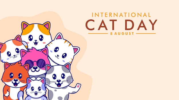 Gelukkige Internationale Kattendag vector Creatieve Kattendag Vector achtergrond