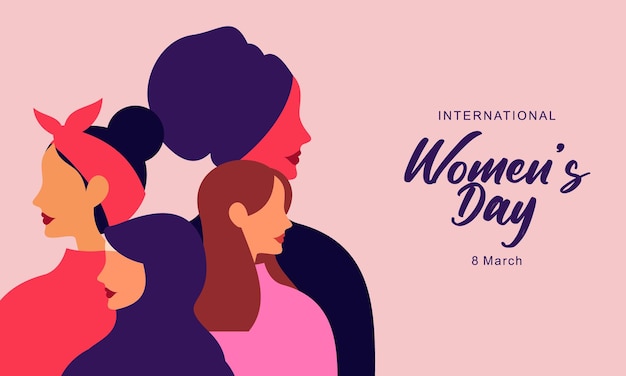 Gelukkige Internationale Vrouwendag Vector illustratie van vrouwen met verschillende culturen