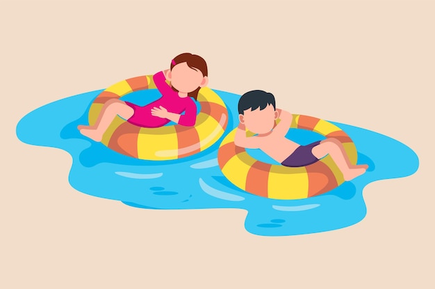 Gelukkige jonge geitjes ontspannende vakantie Class it up concept Flat vector illustratie geïsoleerd