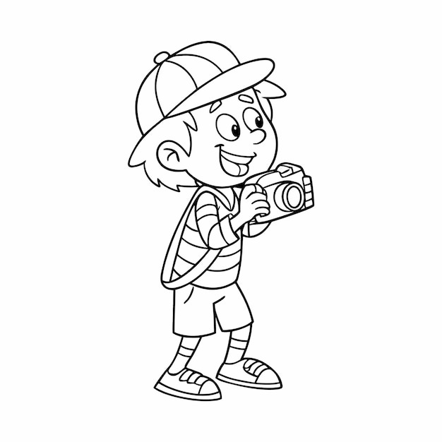Gelukkige jongen fotograaf