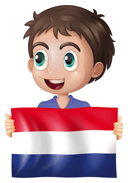 Gelukkige jongen met vlag van nederland