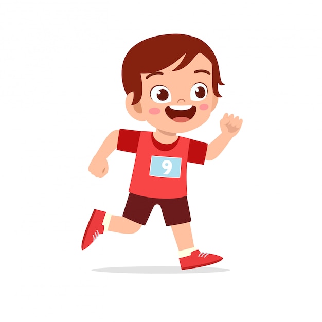 Gelukkige jongen trein run marathon joggen