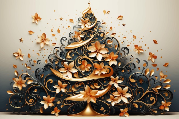 Gelukkige kerstmis nieuwjaarsboomverlichting vakantie achtergrond vector illustratie