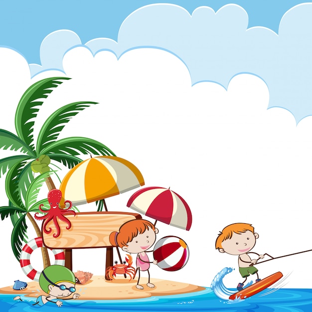 Gelukkige kinderen op het strand