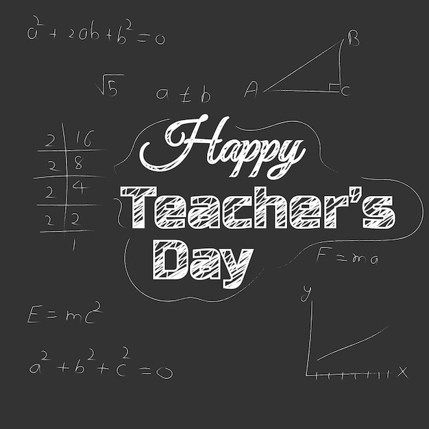 Gelukkige lerarendag handgetekende zwarte bordtekststijl