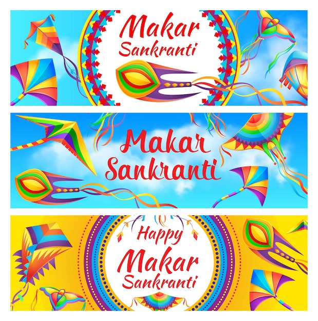 Gelukkige Makar Sankranti-banners voor vakantievieringen