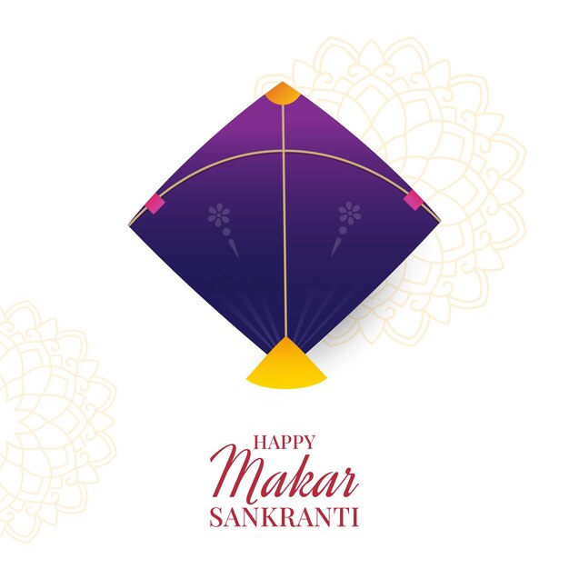 Gelukkige Makar Sankranti festival creatieve banner Kleurrijke vlieger op witte achtergrond