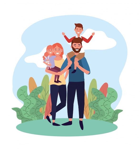 gelukkige man en vrouw met hun dochter en zoon