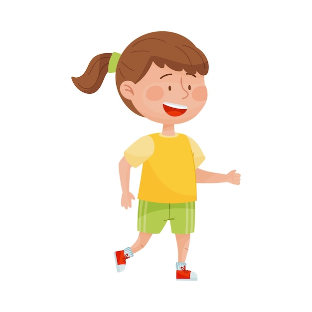 Gelukkige meisje in sportkleding joggen vector illustratie