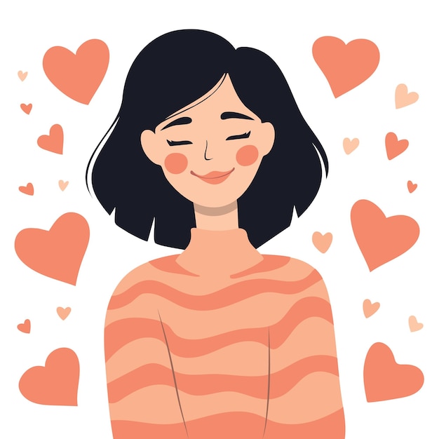 Gelukkige meisje met hart in handen valentijnsdag vector illustratie
