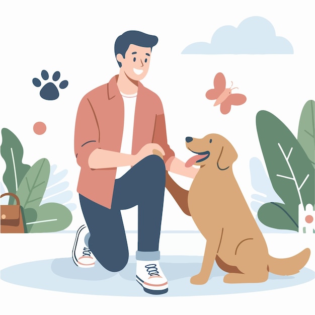 Gelukkige mensen met honden vector illustratie