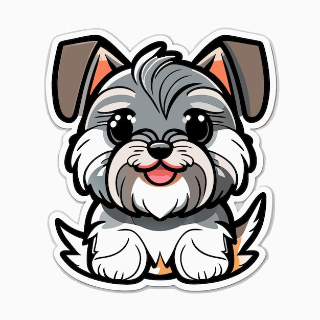 Vector gelukkige miniatuur schnauzer puppy contour vector witte omtrek