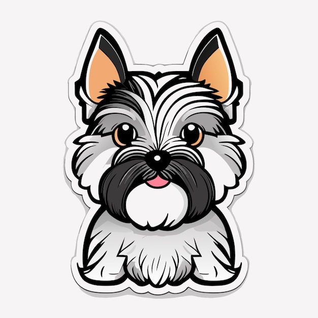 Gelukkige miniatuur schnauzer puppy contour vector witte omtrek