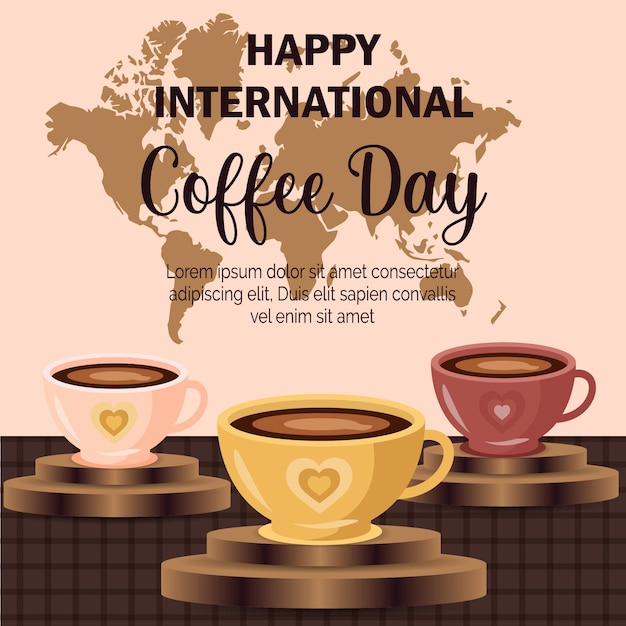 Vector gelukkige moderne internationale dag van koffie poster sociale media sjabloon