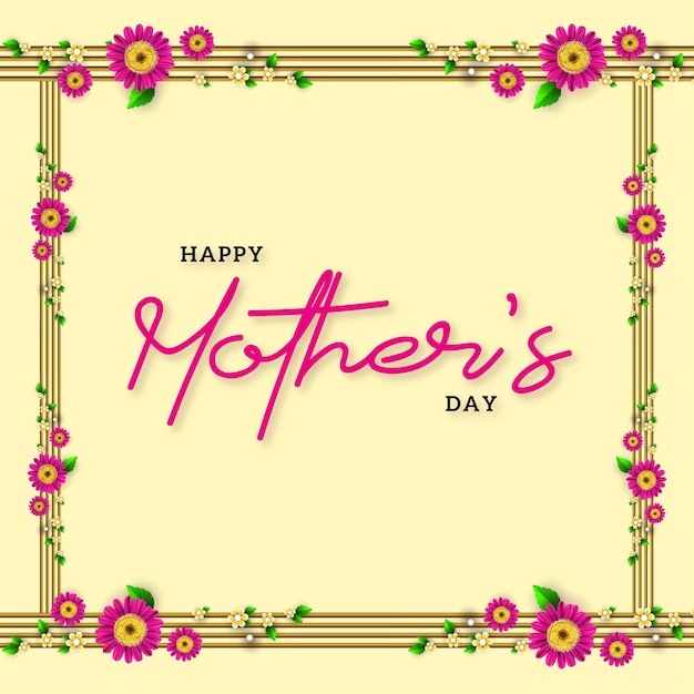 Gelukkige moederdag groeten beige roze achtergrond social media design banner gratis vector