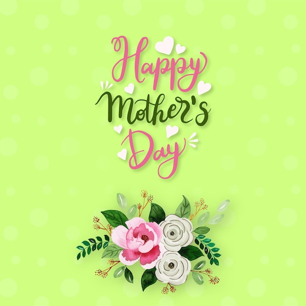 Gelukkige moederdag groeten groen roze achtergrond social media design banner gratis vector