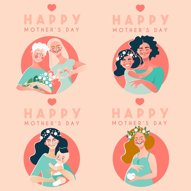 Vector gelukkige moederdag kaart collectie