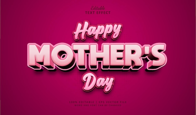 Gelukkige Moedersdag bewerkbare tekst effect stijl 3d vet met roze liefde kleurrijk