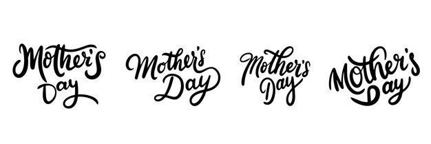 Vector gelukkige moedersdag tekst met de hand getekende vectorkunst