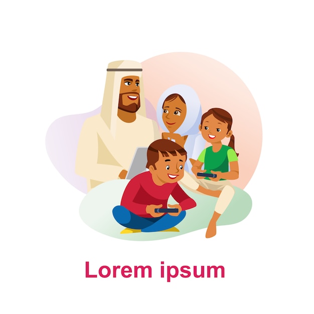 Gelukkige moslim familie Cartoon vectorillustratie