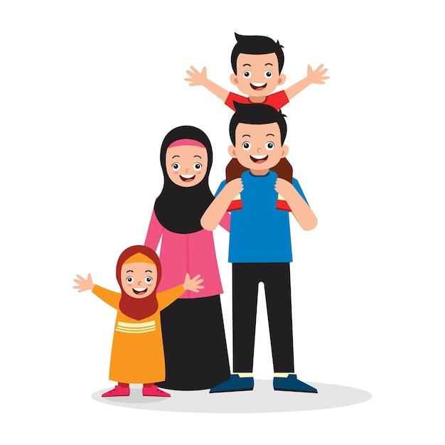 Gelukkige moslim familie illustratie
