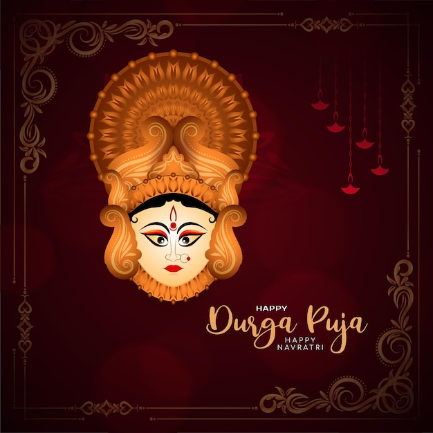 Gelukkige navratri en Durga puja hindoe traditionele festival kaart achtergrond