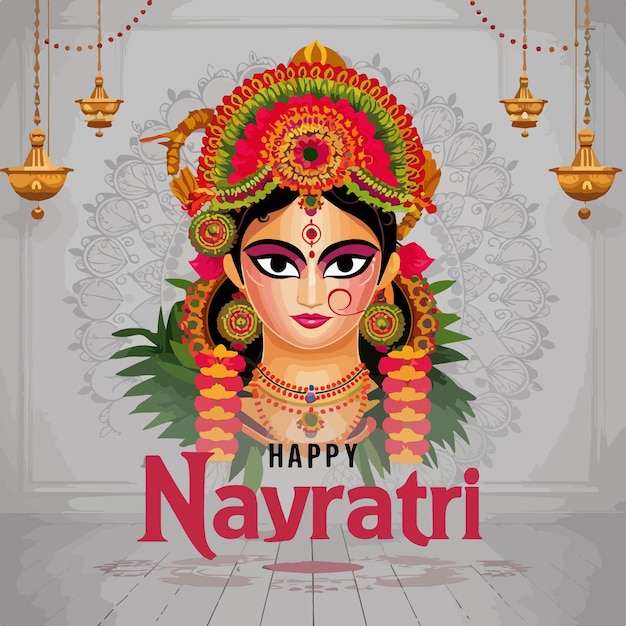 Gelukkige Navratri festival achtergrond Durga puja concept illustratie