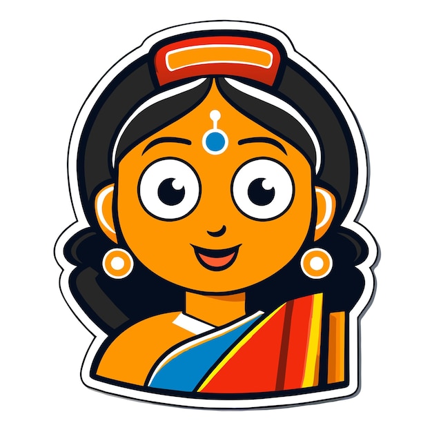 Gelukkige navratri krishna durga janmashtami hand getekend platte stijlvolle cartoon sticker icoon concept