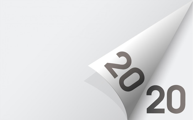 Gelukkige nieuwe jaar 2020 achtergrond met achtergrond van zachte Witboekbladen.