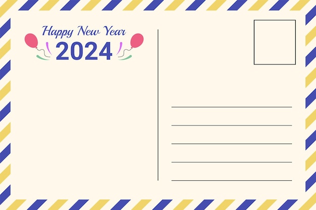 Gelukkige nieuwjaar 2024 postkaartontwerp sjabloon