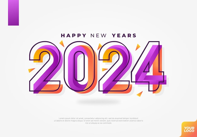 Gelukkige nieuwjaar 2024 viering creatief logo