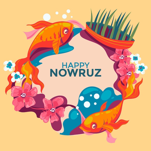 Vector gelukkige nowruz iraanse nieuwjaarsviering greeting card design