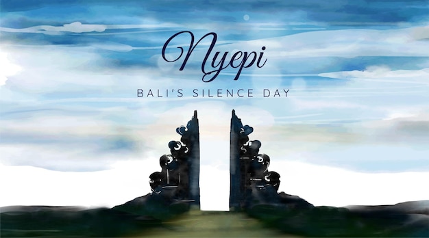 Vector gelukkige nyepi-dag illustratie voor de begroetingspost van de dag van stilte