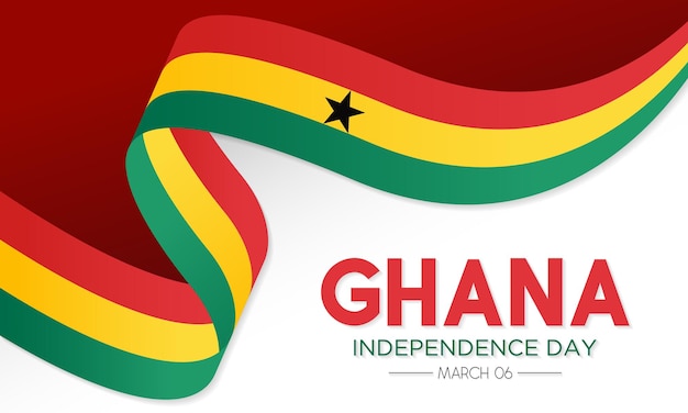 Vector gelukkige onafhankelijkheidsdag van ghana elk jaar op 6 maart vector sjabloon voor banner groetkaart poster met achtergrond waving ghana vlaggen vector illustratie.