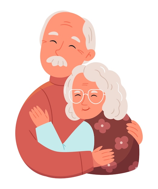 Gelukkige oudere liefdespaar van oude man en vrouw oudere mensen die samen staan