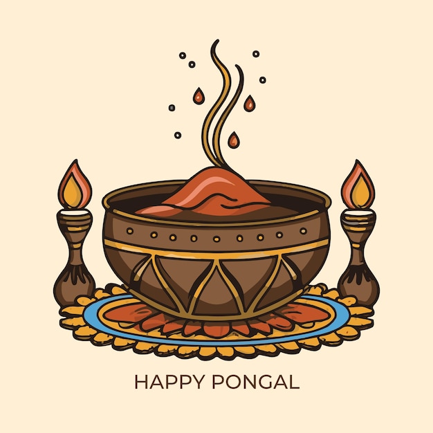 Gelukkige pongal vector illustratie.