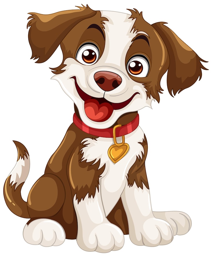 Vector gelukkige puppy met een glanzende kraag