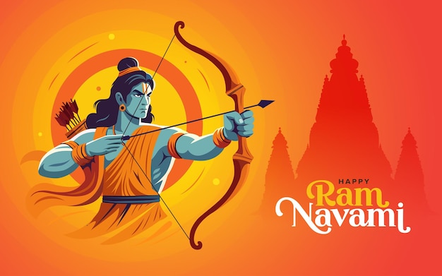 Vector gelukkige ram navami culturele festival wensen vector achtergrondontwerp