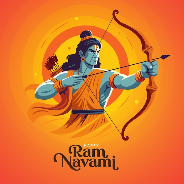 Vector gelukkige ram navami hindoeïstische culturele feestviering wensen achtergrond heer ram vector