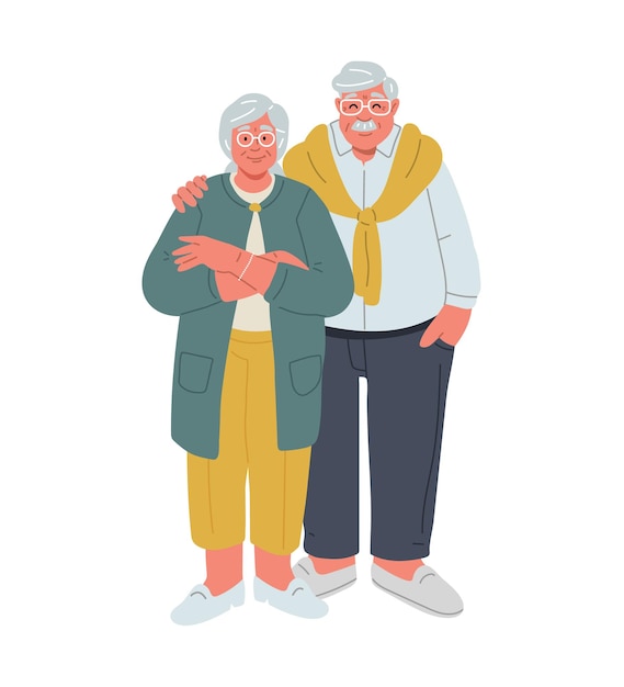 Gelukkige senioren mensenoude ouders geïsoleerd op een witte backgroundvector flat