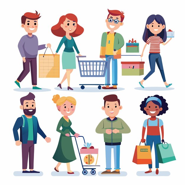 Gelukkige shoppers genieten van winkeltherapie