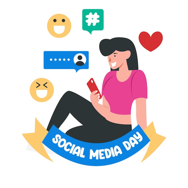 Gelukkige social media dag illustratie