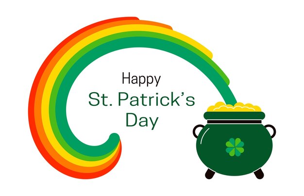 Vector gelukkige st. patrick's day vakantie achtergrond ierse pot van goud en regenboog vector illustratie