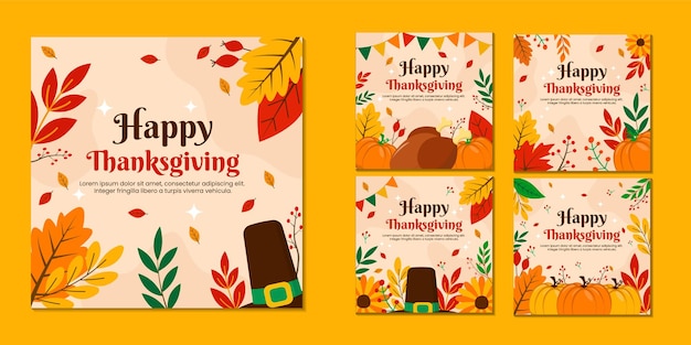 Gelukkige Thanksgiving sociale media post vector sjabloon