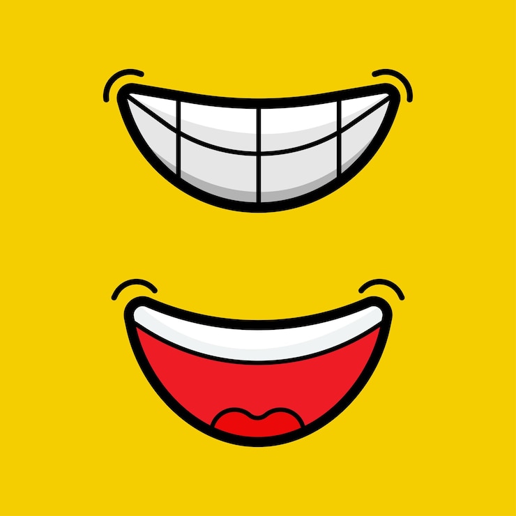 Vector gelukkige uitdrukkingen glimlach en lach glimlach en lach elke dag gezicht emoji emoties symbolen lippen lachen