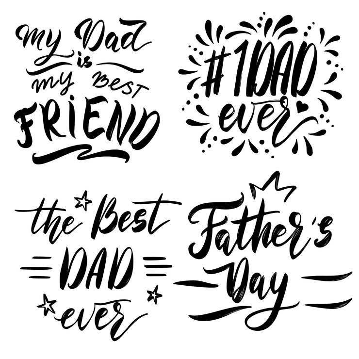 Vector gelukkige vaderdag hand getrokken belettering ontwerp vader vakantie wenskaartsjabloon beste vader ooit